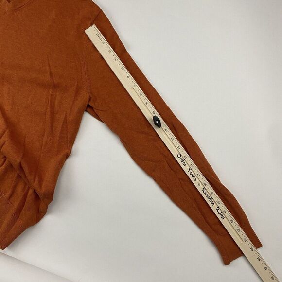 Lands End 100% Supima Cotton Orange V-Neck Sweater Sz LT Large Tall Long Sleeve - Picture 3 of 9